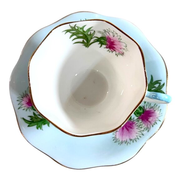 Vintage Foley Teacup and Saucer Glengarry Thistle Pattern Bone China England - Picture 7 of 14